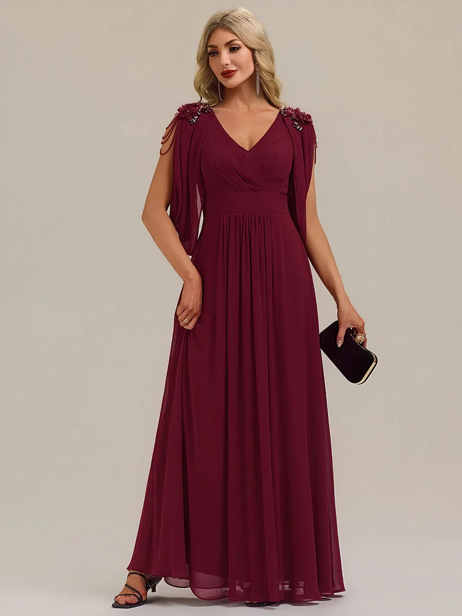 ever LOLA|Floral Chiffon Tulip Sleeve Evening Dress - Image 5