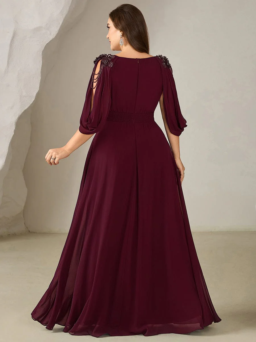 ever LOLA|Floral Chiffon Tulip Sleeve Evening Dress - Image 8