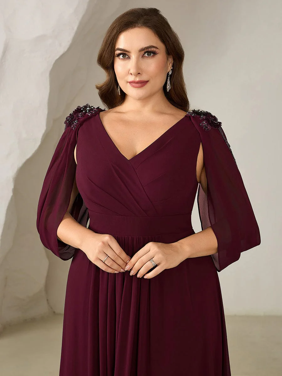 ever LOLA|Floral Chiffon Tulip Sleeve Evening Dress - Image 9