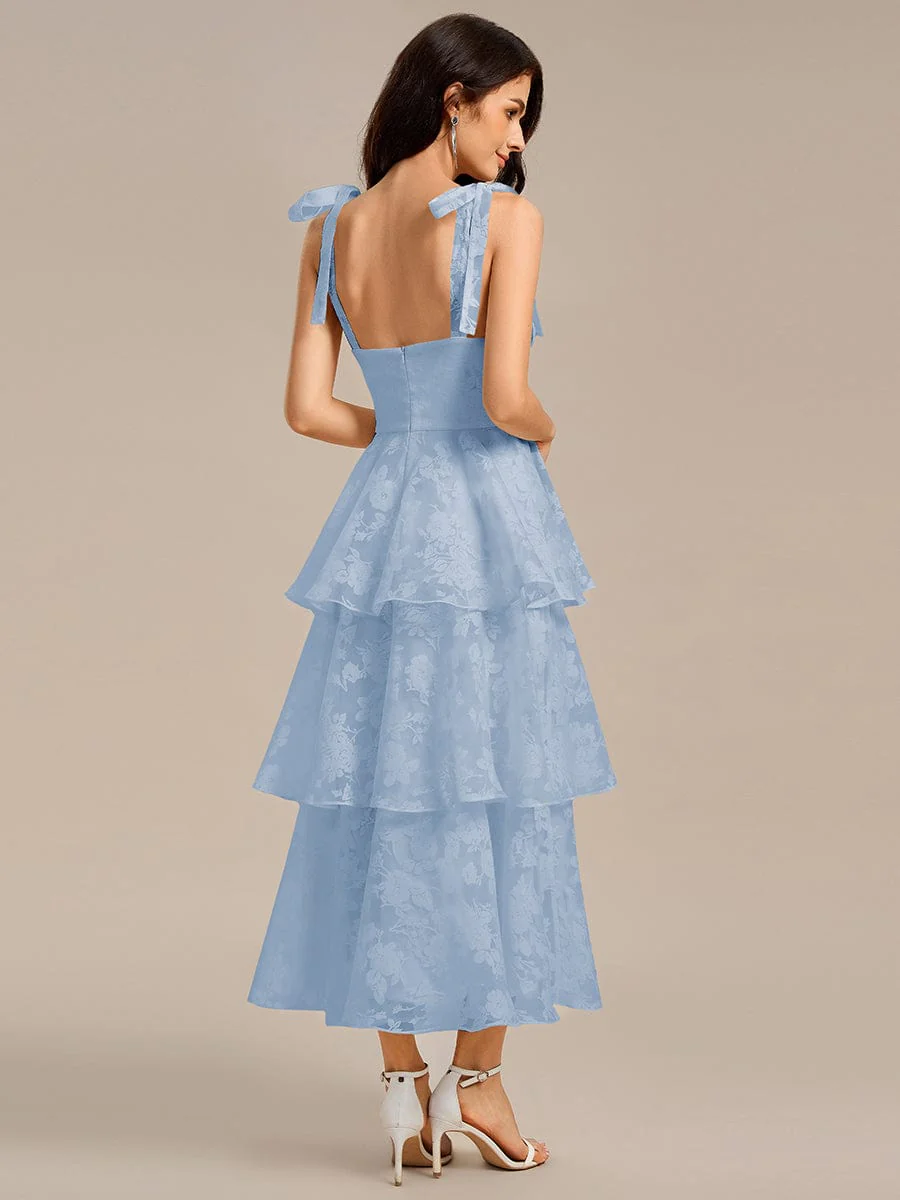 ever CODI|Floral Tie-Strap Bustier Tiered Midi Wedding Guest Dress - Image 2