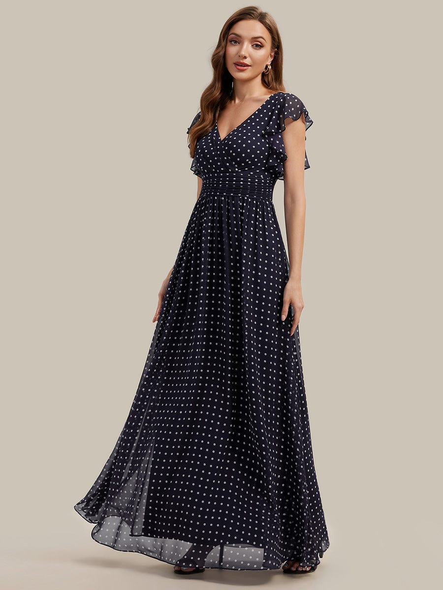 ever LILYANA|Floral V-Neck Open Back Ruffled Sleeves Chiffon Bridesmaid Dress - Image 35