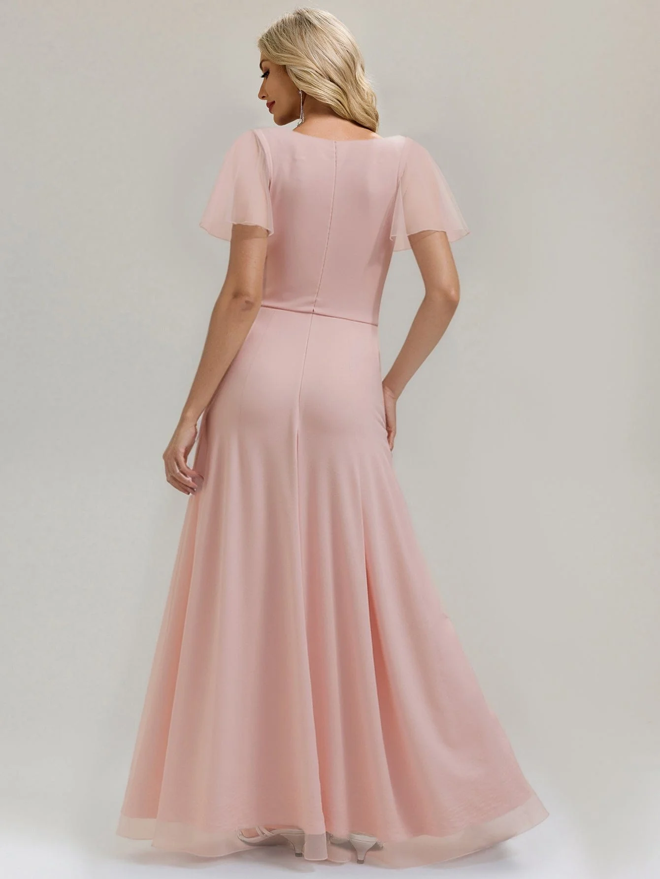 Flowing Ribbon Side Slit Bridesmaid Dress - Image 2