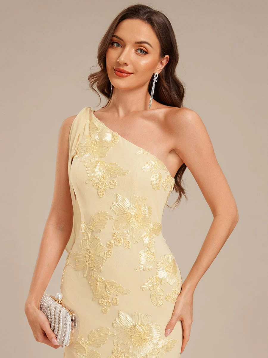ever ARCELIA|Designer One Shoulder Ribbon Mermaid Evening Dress - Image 4