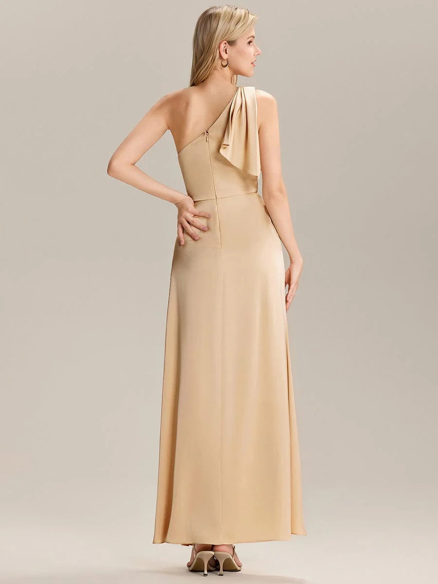 ever EVELISE|Flowing Ribbons Satin Maxi Bridesmaid Dress - Image 4