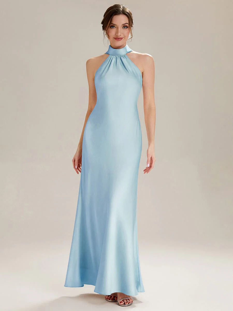 Flowing Ribbons Satin Sleeveless Dress - Image 10