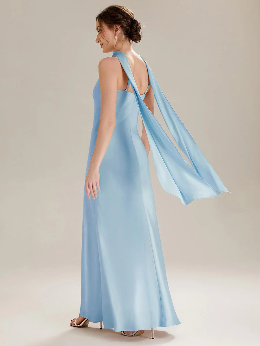Flowing Ribbons Satin Sleeveless Dress - Image 11