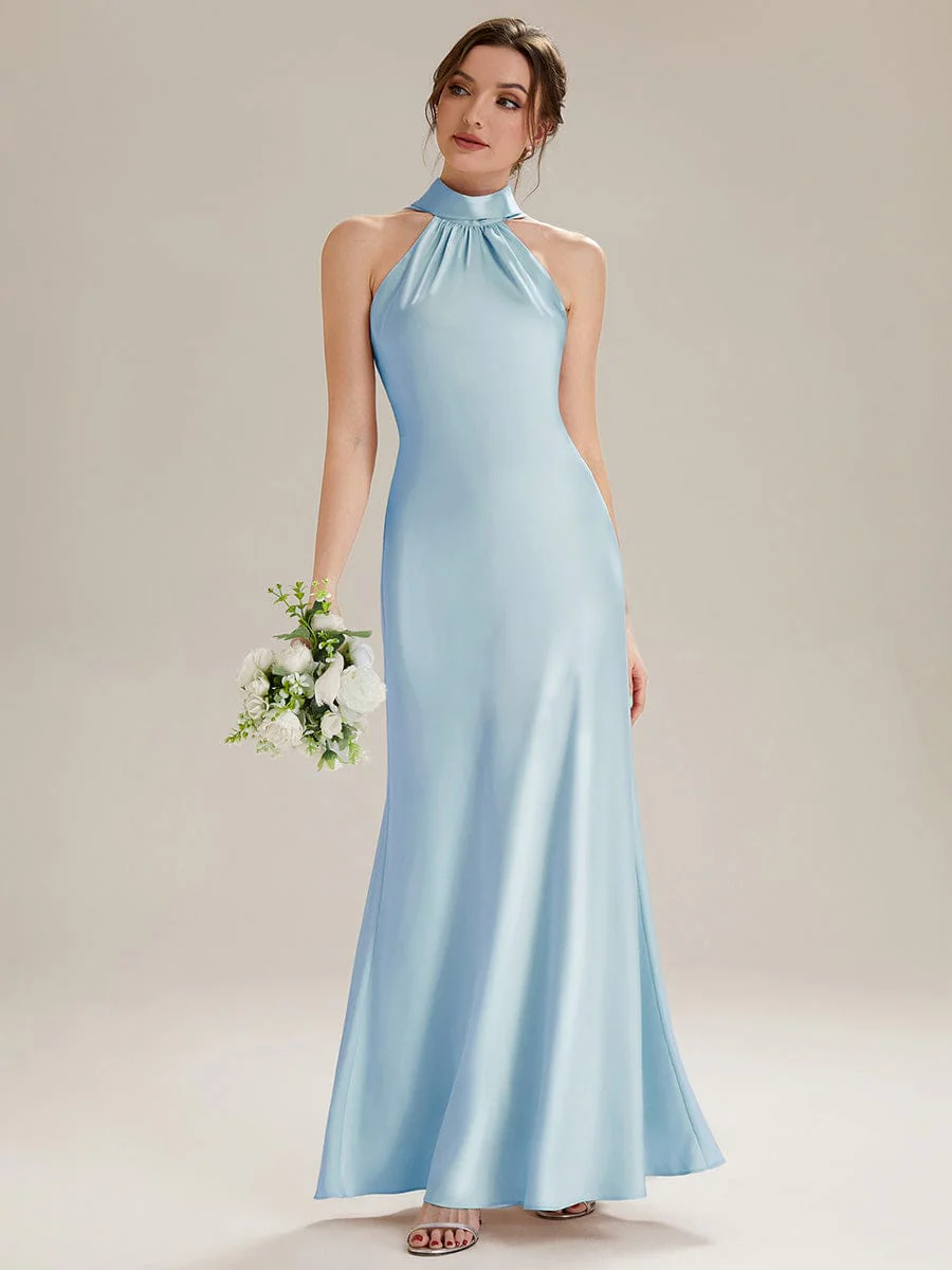 Flowing Ribbons Satin Sleeveless Dress - Image 14