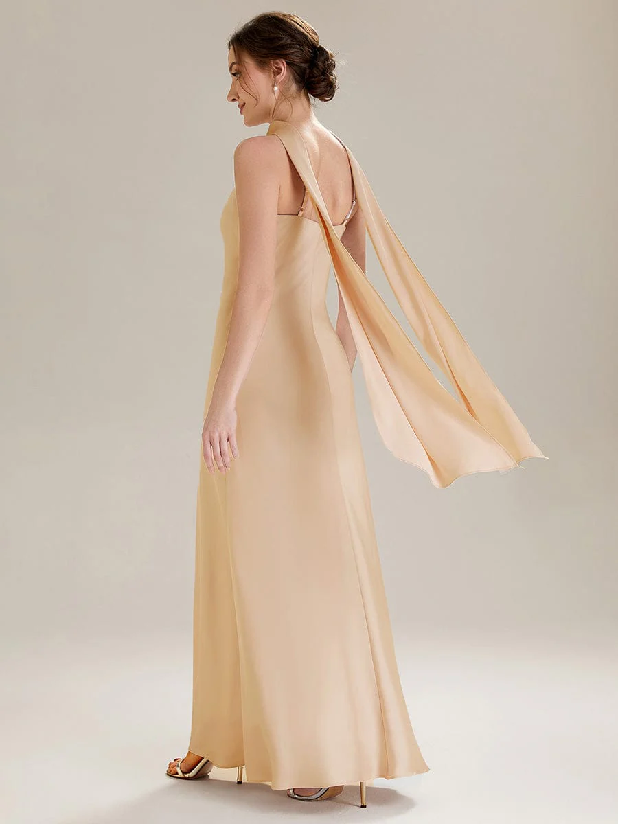 Flowing Ribbons Satin Sleeveless Dress - Image 6