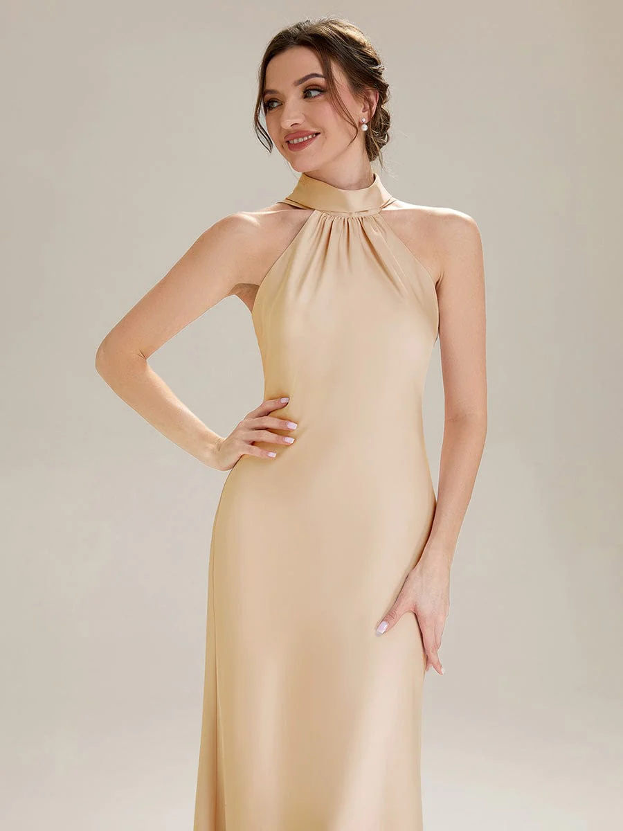 Flowing Ribbons Satin Sleeveless Dress - Image 7