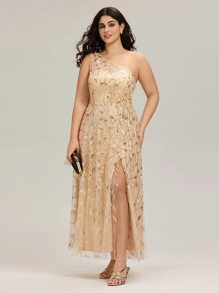 Flowing Ribbons One Shoulder Sequin Guest Dress - Image 19