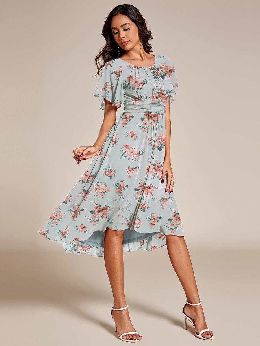 ever EDEN|Chiffon Round Neckline A-Line Midi Wedding Guest Dress