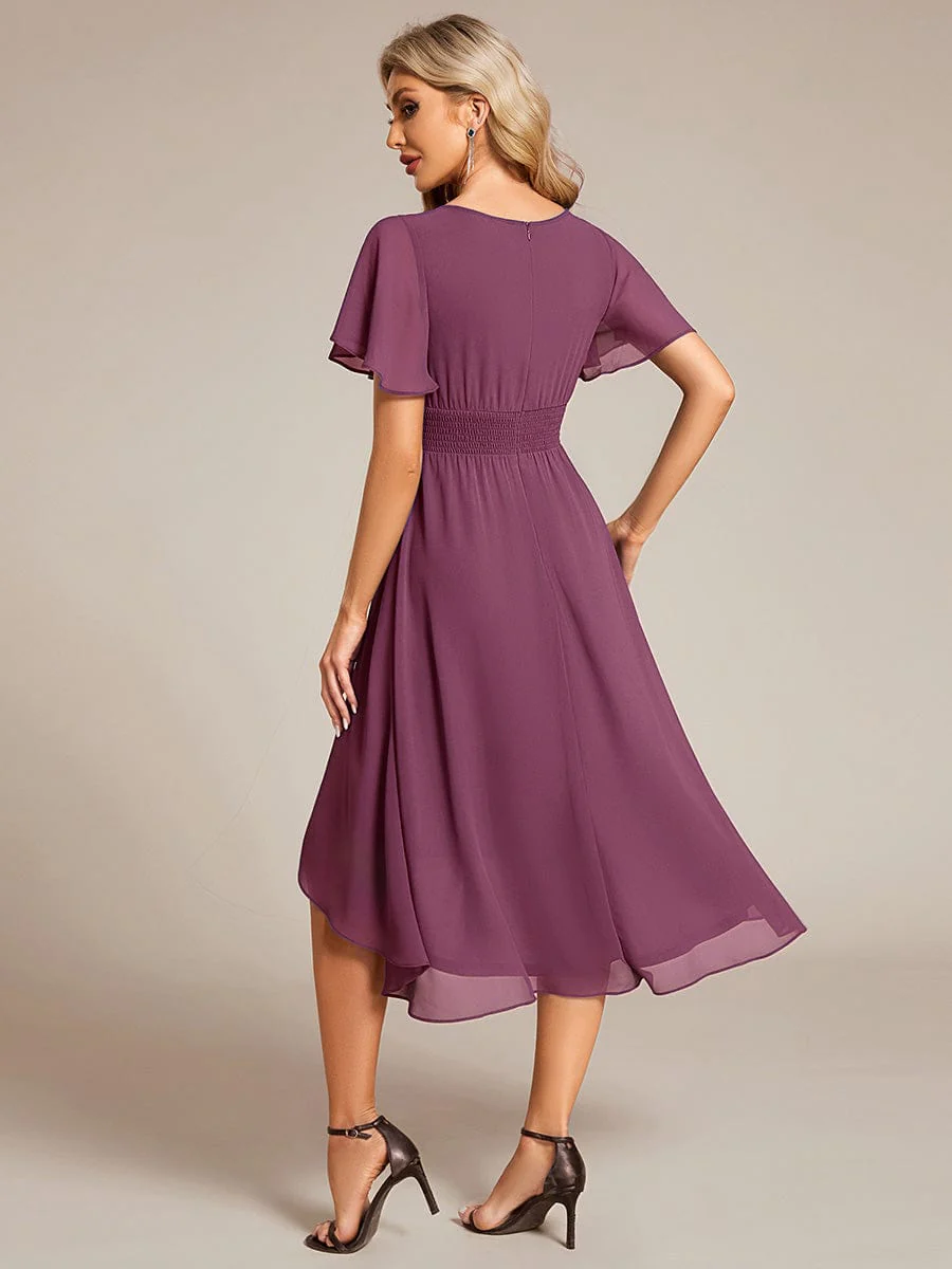 ever EDEN|Chiffon Round Neckline A-Line Midi Wedding Guest Dress - Image 36