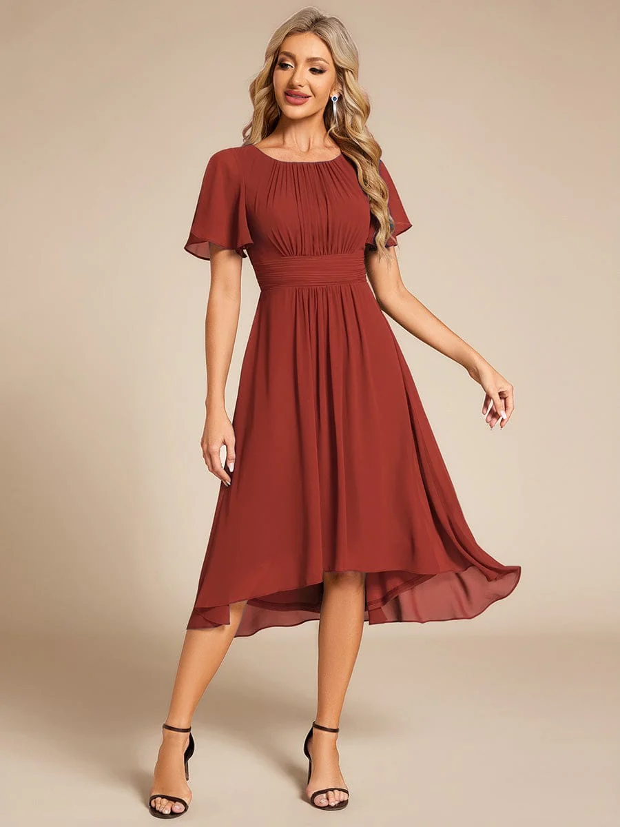 ever EDEN|Chiffon Round Neckline A-Line Midi Wedding Guest Dress - Image 44