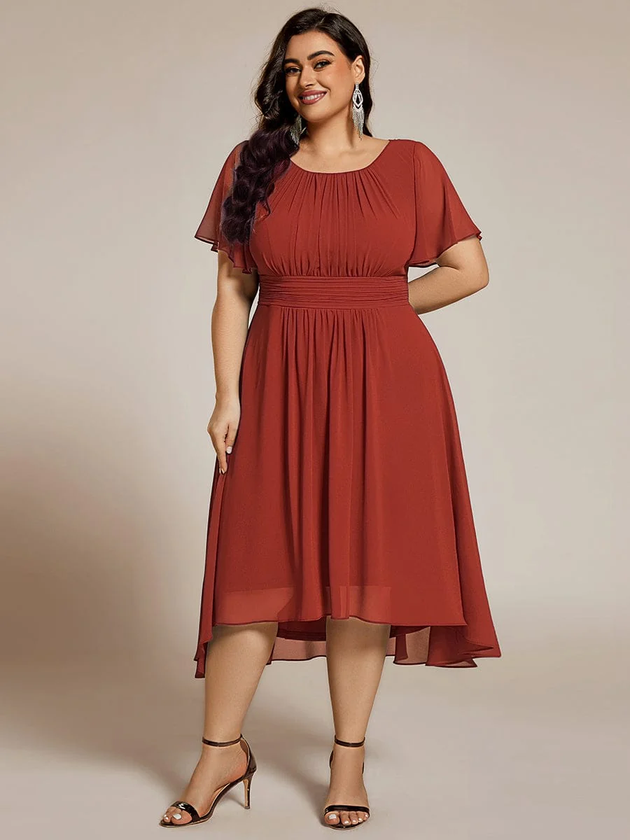 ever EDEN|Chiffon Round Neckline A-Line Midi Wedding Guest Dress - Image 46