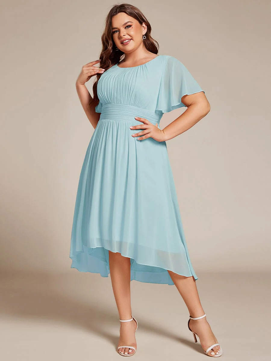 ever EDEN|Chiffon Round Neckline A-Line Midi Wedding Guest Dress - Image 59