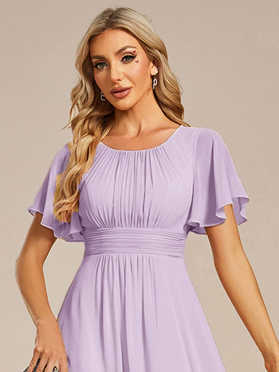 ever EDEN|Chiffon Round Neckline A-Line Midi Wedding Guest Dress - Image 64