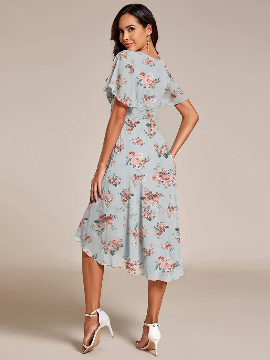 ever EDEN|Chiffon Round Neckline A-Line Midi Wedding Guest Dress - Image 79
