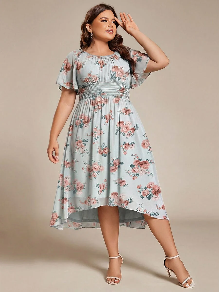 ever EDEN|Chiffon Round Neckline A-Line Midi Wedding Guest Dress - Image 86