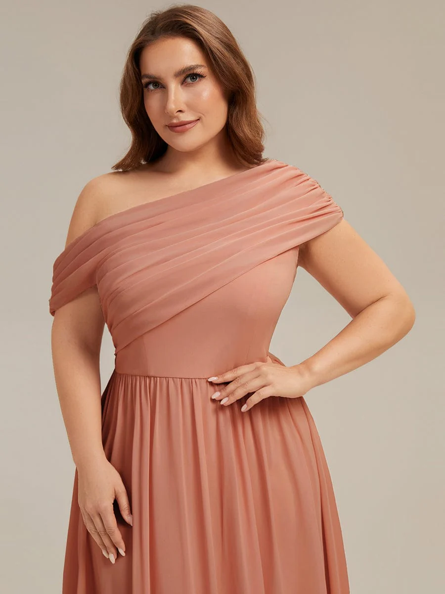 Gathered Chiffon Off the Shoulder Dress - Image 10