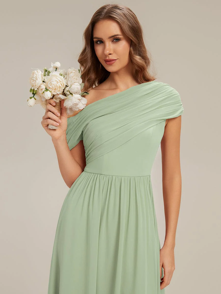 Gathered Chiffon Off the Shoulder Dress - Image 13