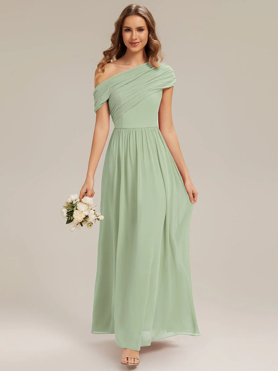 Gathered Chiffon Off the Shoulder Dress - Image 15