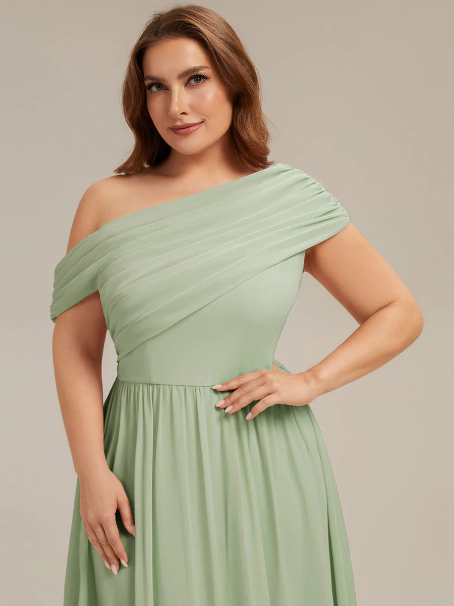 Gathered Chiffon Off the Shoulder Dress - Image 18