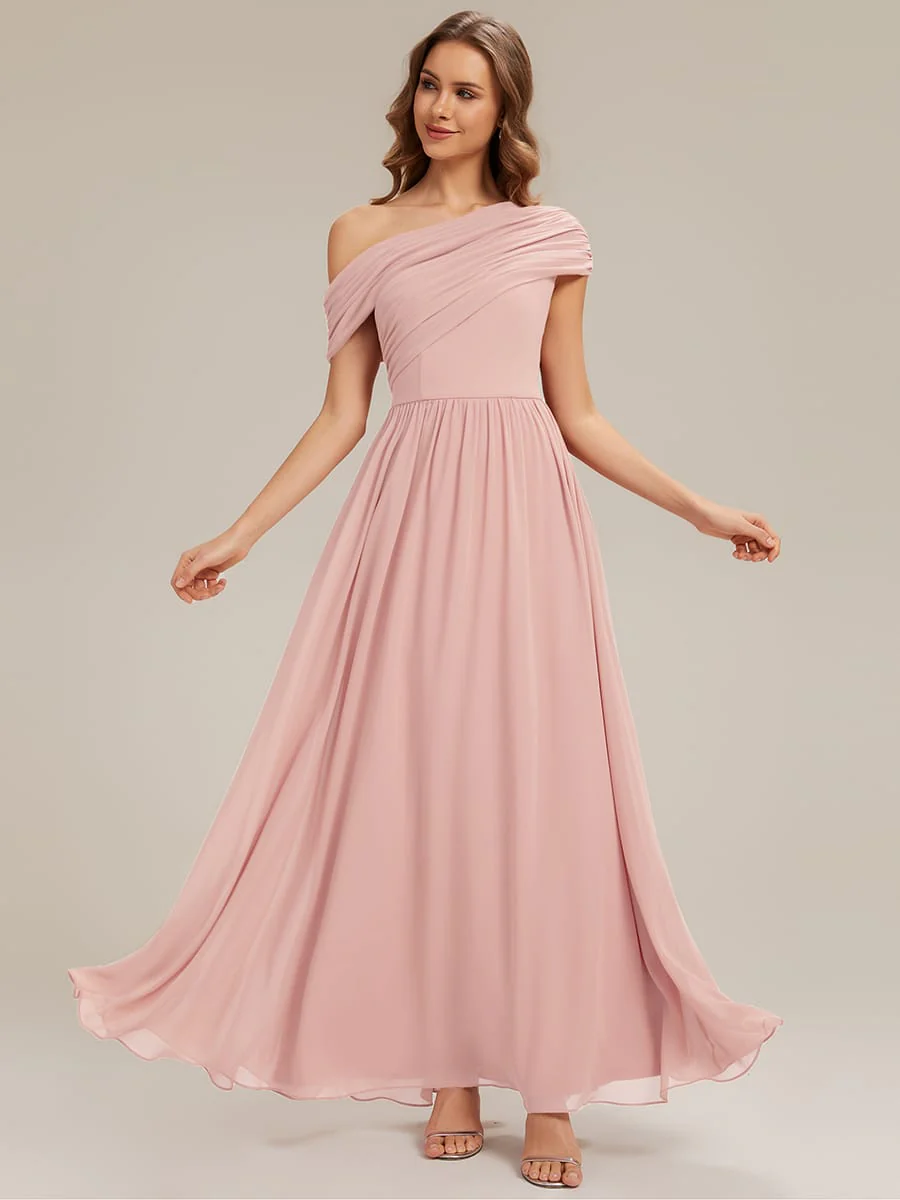Gathered Chiffon Off the Shoulder Dress - Image 21