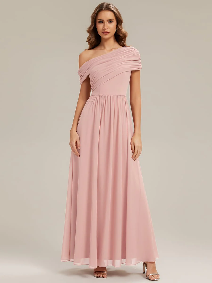 Gathered Chiffon Off the Shoulder Dress - Image 23