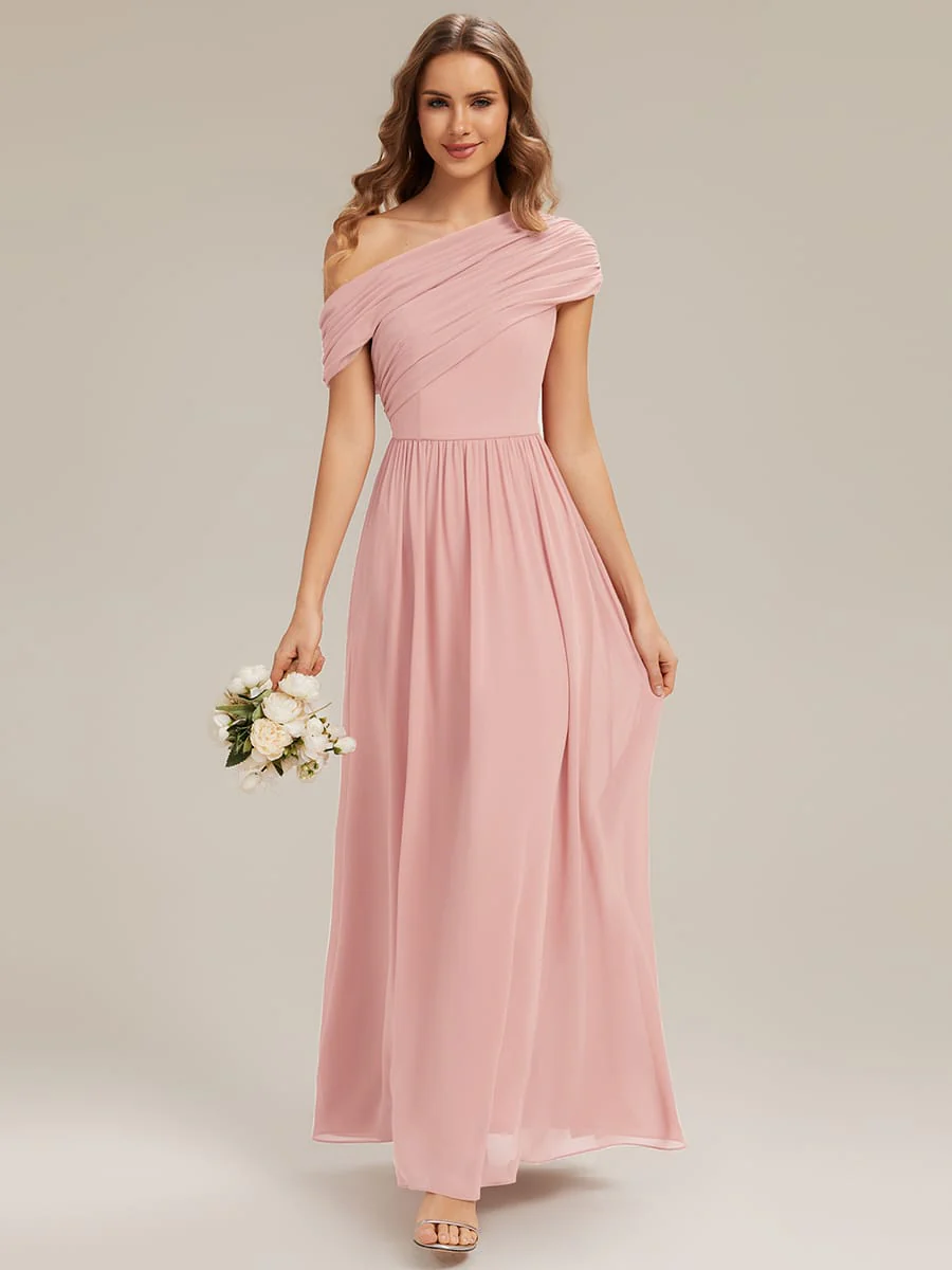 Gathered Chiffon Off the Shoulder Dress - Image 24