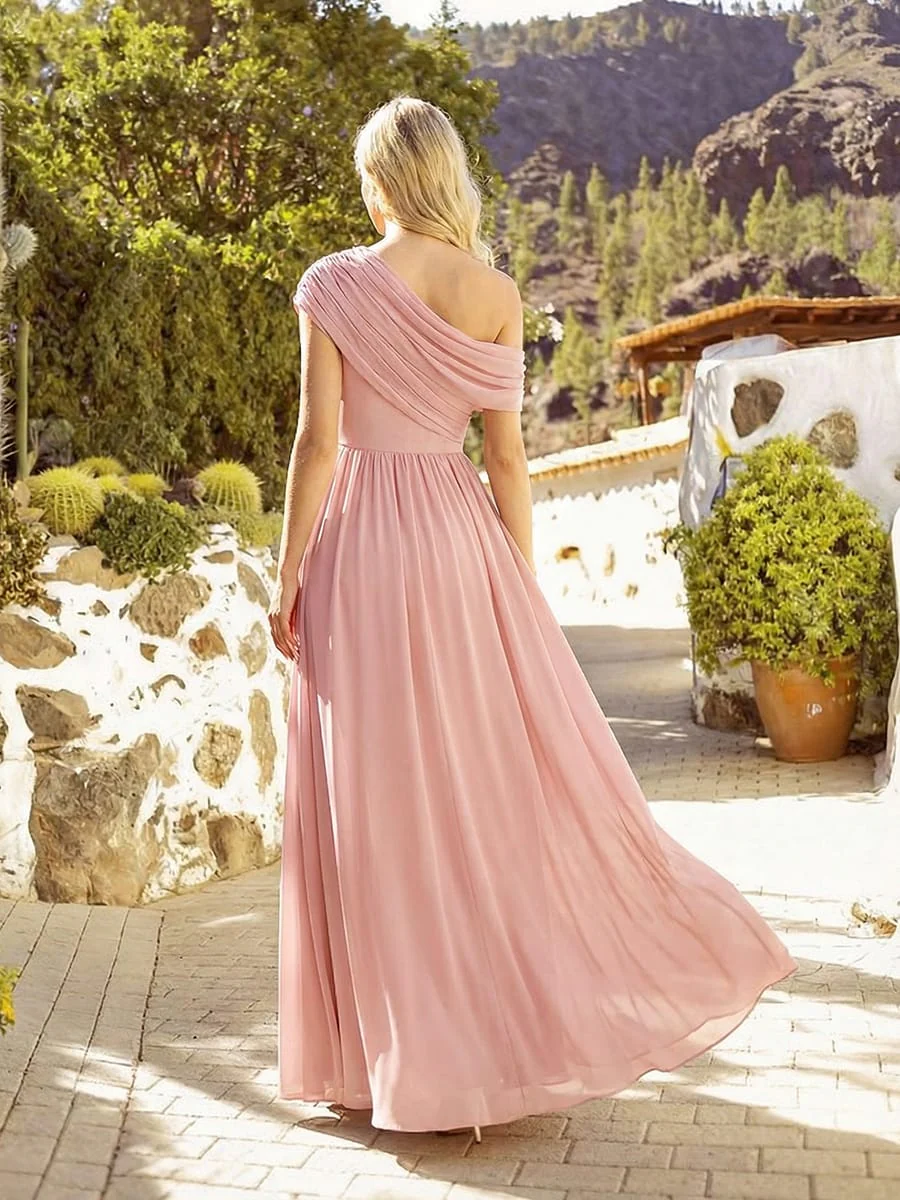 Gathered Chiffon Off the Shoulder Dress - Image 27