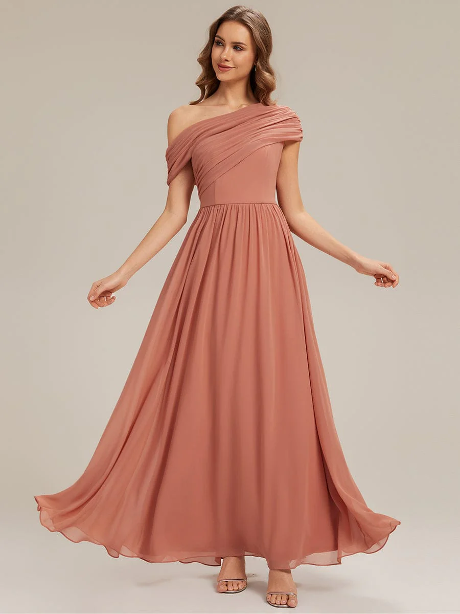Gathered Chiffon Off the Shoulder Dress - Image 3