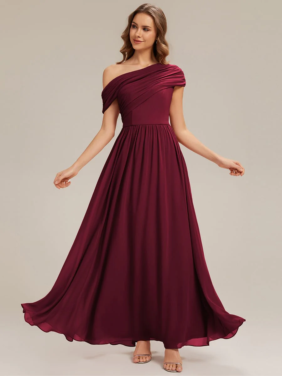 Gathered Chiffon Off the Shoulder Dress - Image 36