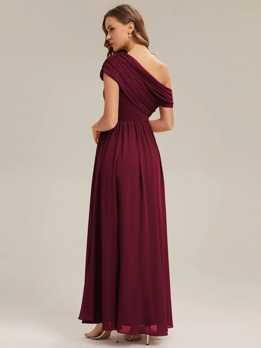 Gathered Chiffon Off the Shoulder Dress - Image 37