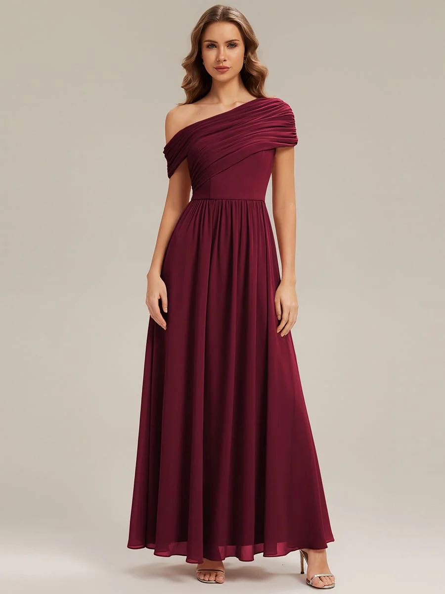 Gathered Chiffon Off the Shoulder Dress - Image 38
