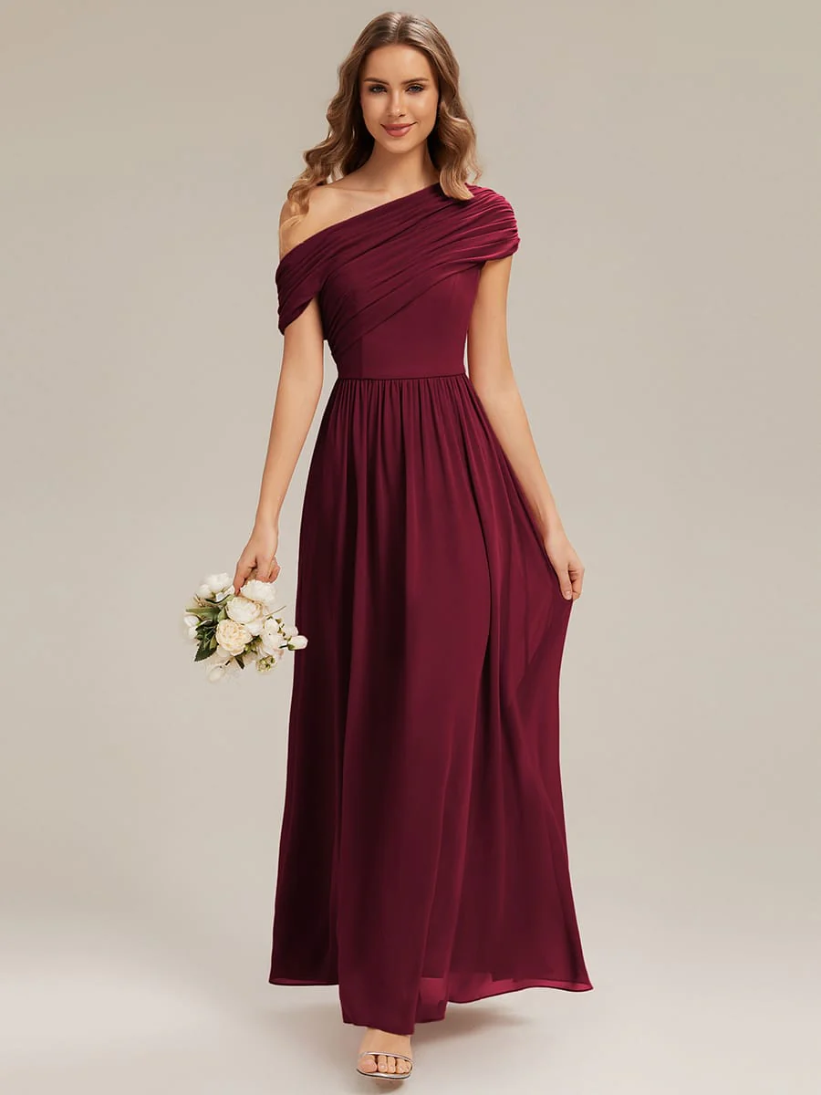 Gathered Chiffon Off the Shoulder Dress - Image 39
