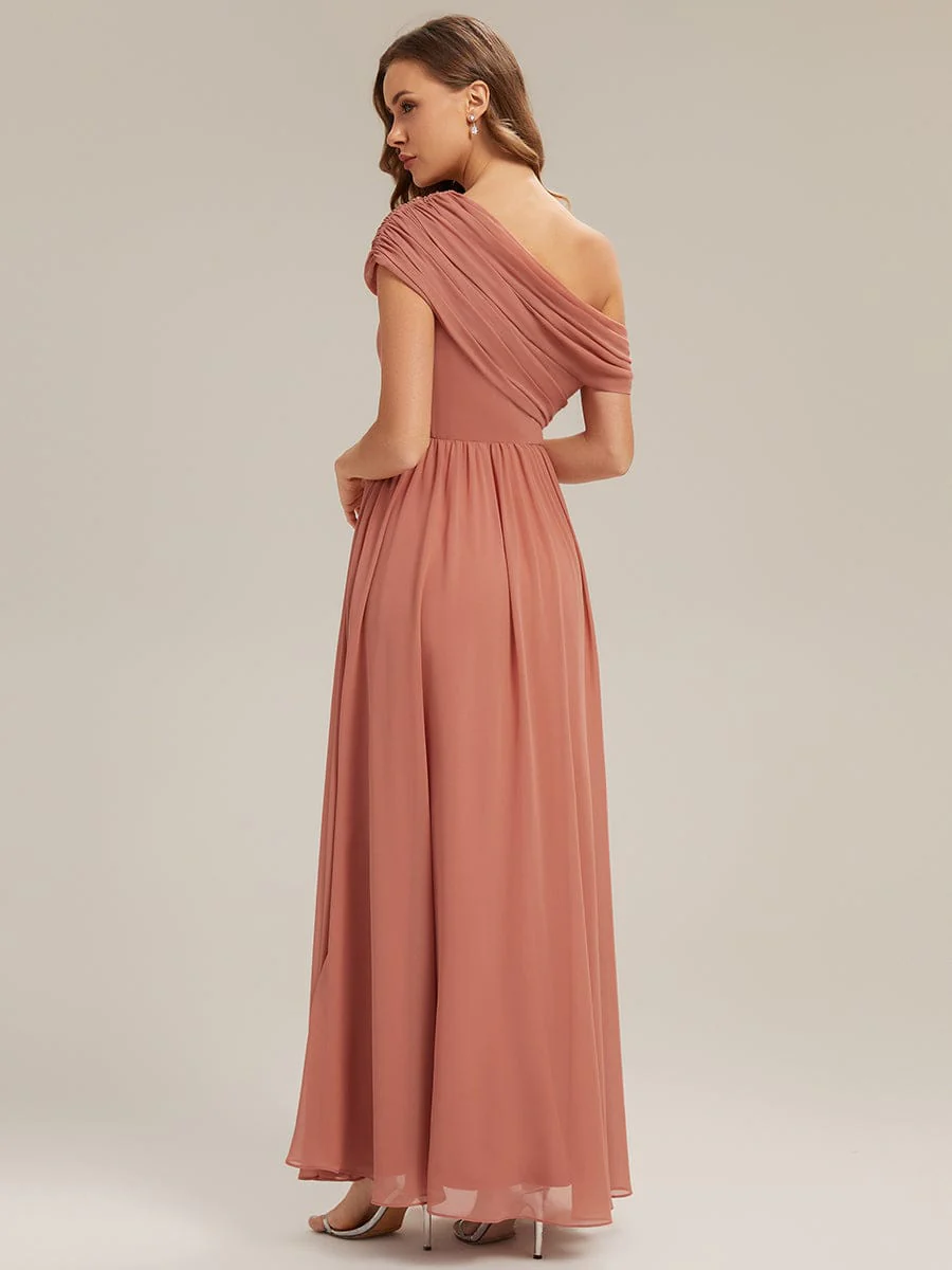 Gathered Chiffon Off the Shoulder Dress - Image 4