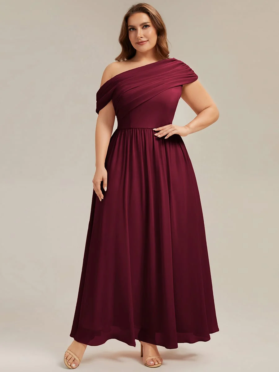 Gathered Chiffon Off the Shoulder Dress - Image 41