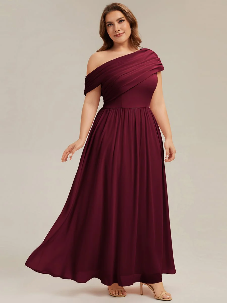 Gathered Chiffon Off the Shoulder Dress - Image 43