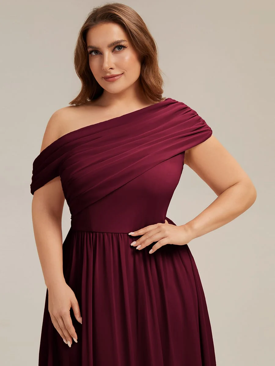 Gathered Chiffon Off the Shoulder Dress - Image 45
