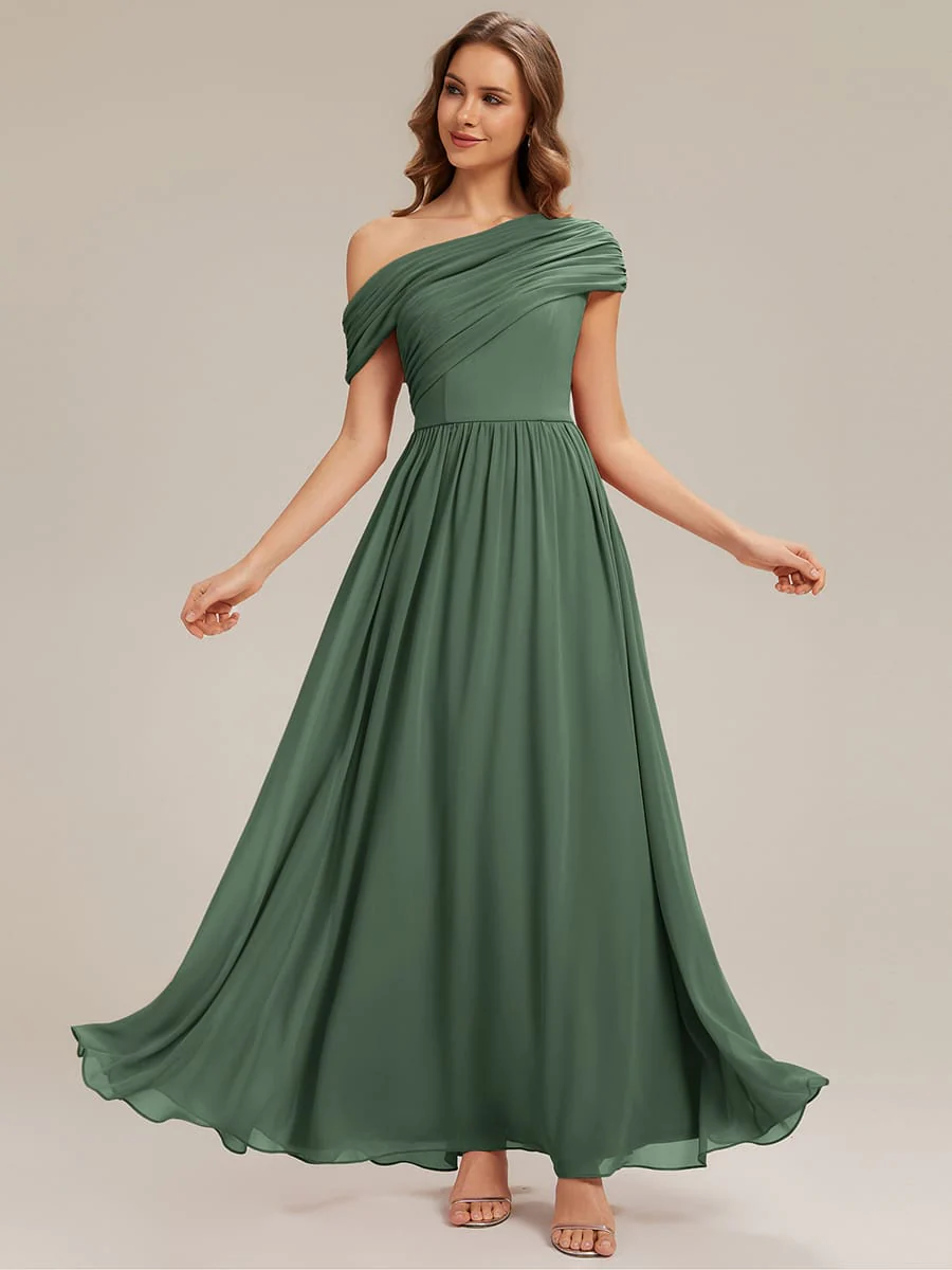 Gathered Chiffon Off the Shoulder Dress - Image 46