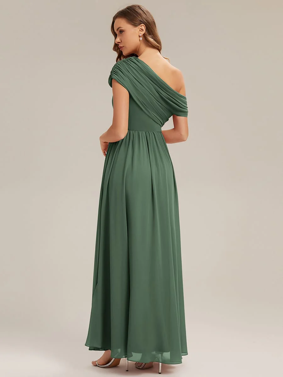 Gathered Chiffon Off the Shoulder Dress - Image 47