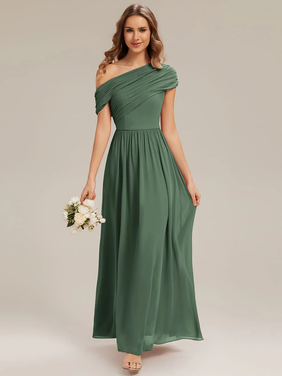 Gathered Chiffon Off the Shoulder Dress - Image 49