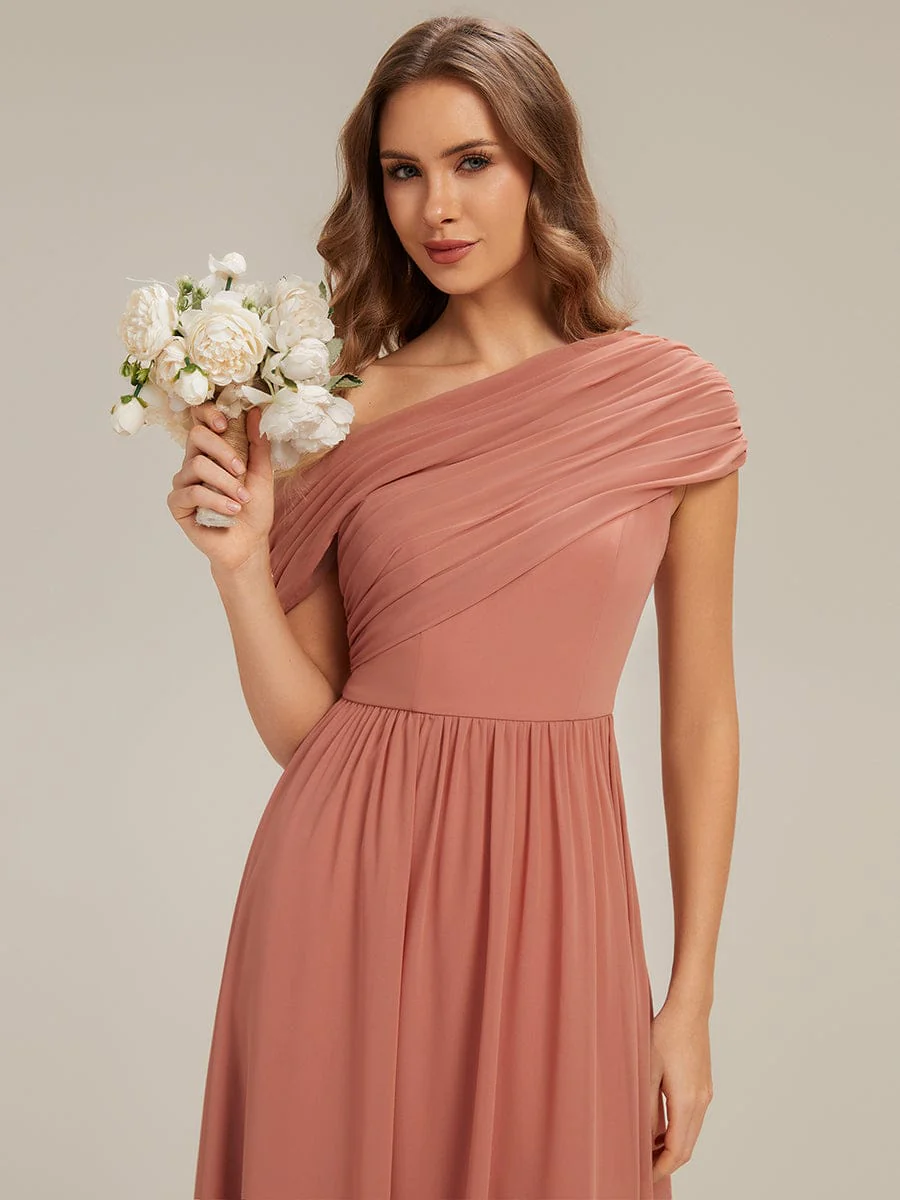 Gathered Chiffon Off the Shoulder Dress - Image 5