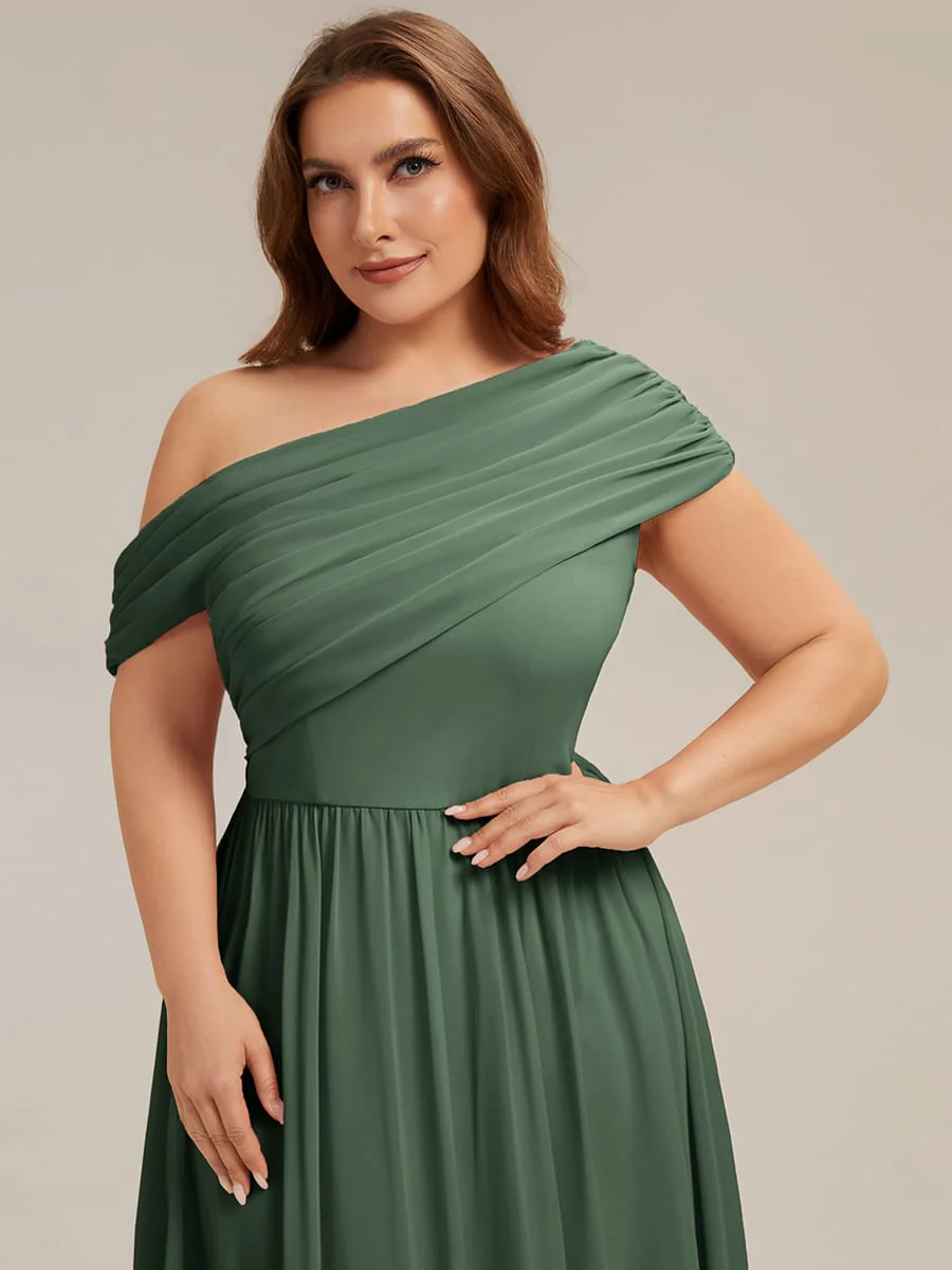 Gathered Chiffon Off the Shoulder Dress - Image 55