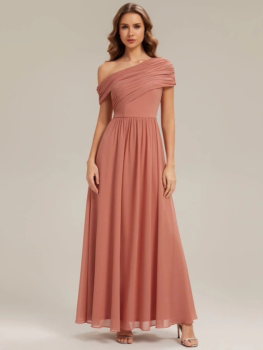 Gathered Chiffon Off the Shoulder Dress - Image 6