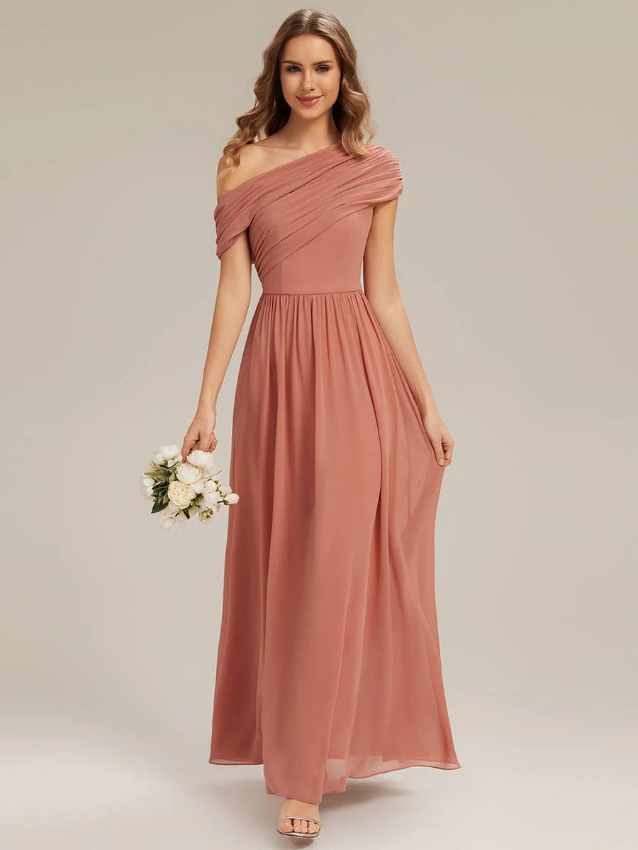 Gathered Chiffon Off the Shoulder Dress - Image 7