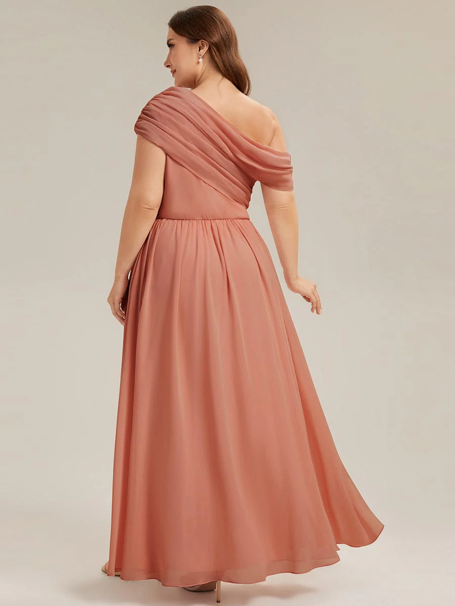 Gathered Chiffon Off the Shoulder Dress - Image 9