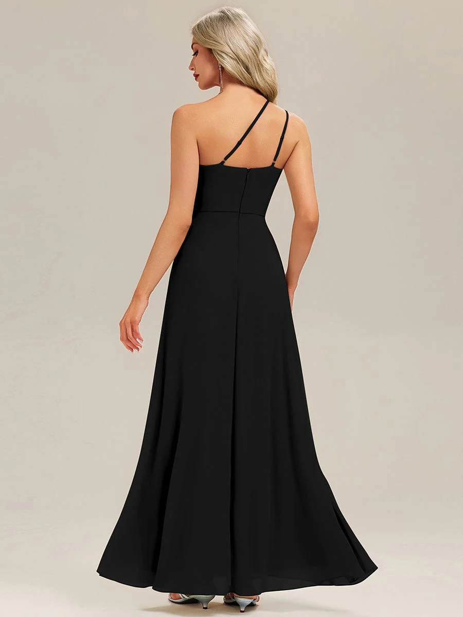 ever ANIKA|Designer Twist Front One Shoulder Maxi Bridesmaid Dress - Image 10