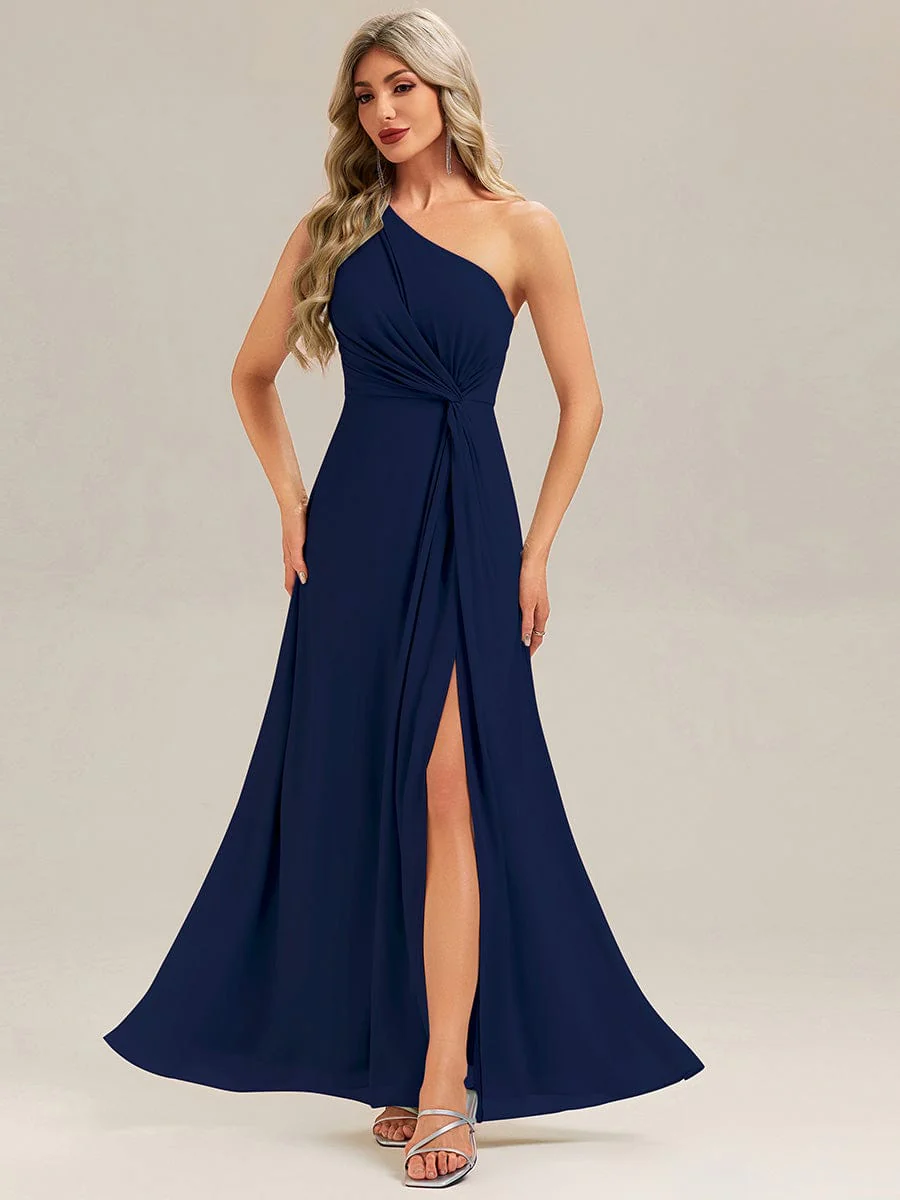 ever ANIKA|Designer Twist Front One Shoulder Maxi Bridesmaid Dress - Image 12