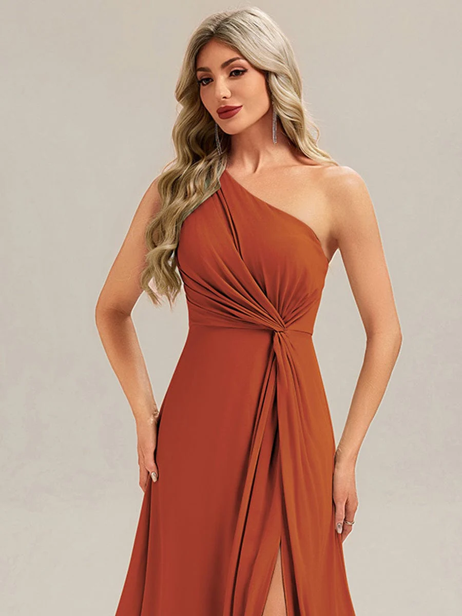 ever ANIKA|Designer Twist Front One Shoulder Maxi Bridesmaid Dress - Image 17